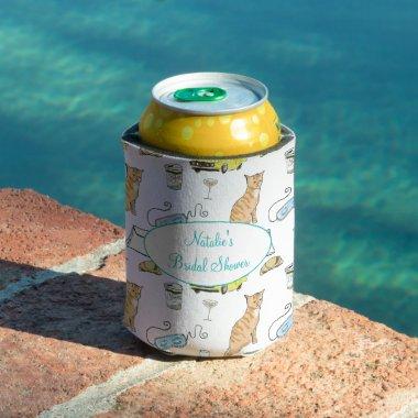 Cute 60s Cocktail Vibe Girly 1960s Hand-Drawn Can Cooler