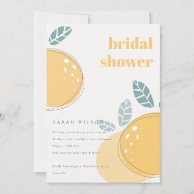 Cute Abstract Lemon Fruity Bold Bridal Shower Invitations