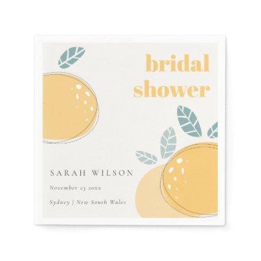 Cute Abstract Lemon Fruity Bold Bridal Shower Napkins