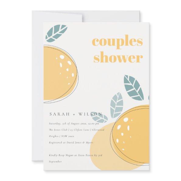 Cute Abstract Lemon Fruity Bold Couples Shower Invitations