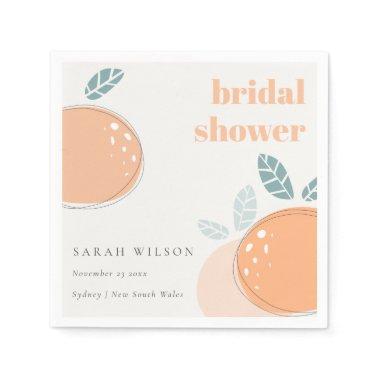 Cute Abstract Orange Fruity Bold Bridal Shower Napkins