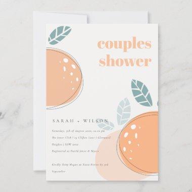 Cute Abstract Orange Fruity Bold Couples Shower Invitations