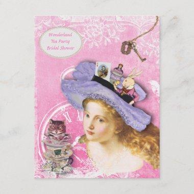 Cute Alice in Wonderland Collage Bridal Shower Invitations