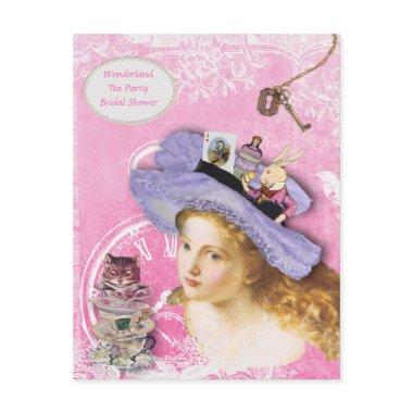 Cute Alice in Wonderland Collage Bridal Shower Invitations