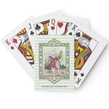 Cute Alice in Wonderland White Rabbit Custom Name Poker