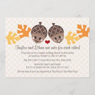 Cute and Funny Acorn Couples Wedding Shower Invitations
