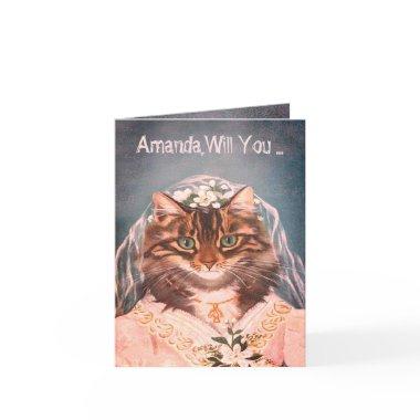 Cute and funny bride cat be my bridesmaid Invitations