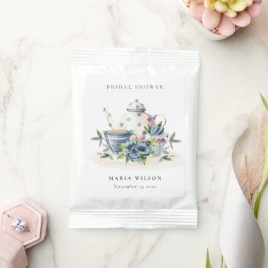 Cute Aqua Blue Floral Teapot Cups  Lemonade Drink Mix
