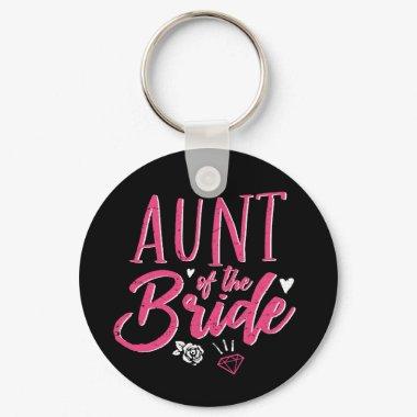 Cute Aunt of The Bride Pink Calligraphy Script Keychain