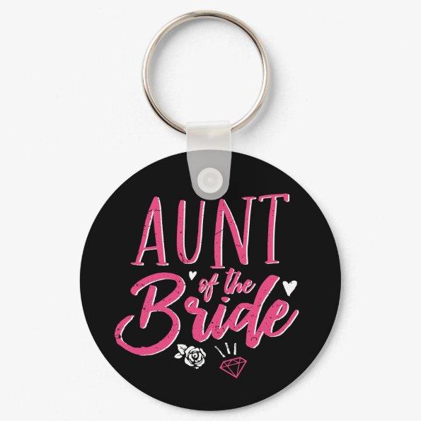 Cute Aunt of The Bride Pink Calligraphy Script Keychain