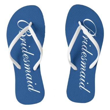 Cute blue and white bridesmaid wedding flip flops