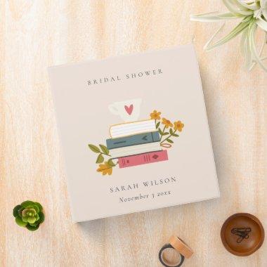 Cute Blush Stacked Storybooks Floral  3 Ring Binder