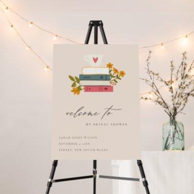 Cute Blush Stacked Storybooks Floral Bridal Shower Foam Board