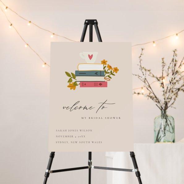 Cute Blush Stacked Storybooks Floral  Foam Board
