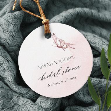 CUTE BLUSH WATERCOLOR BUTTERFLY BRIDAL SHOWER FAVOR TAGS