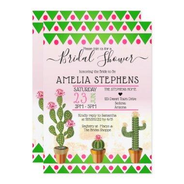 Cute Boho Chic Cactus Tribal Bridal Shower Invitations