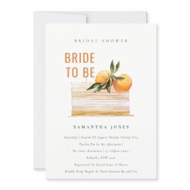 Cute Boho Orange Fruit Cake Bridal Shower Invite