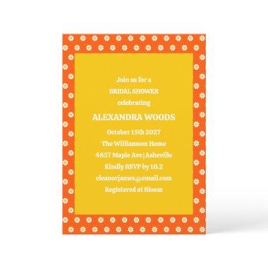 Cute Boho Vintage Orange Daisies Bridal Shower Invitations