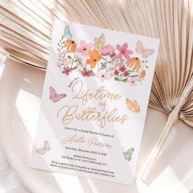 Cute boho wildflowers butterflies bridal shower Invitations