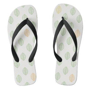 Cute Botanical Leaf Pattern Flip Flops