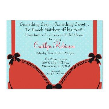 Cute Bra Lingerie Bridal Shower Invitations