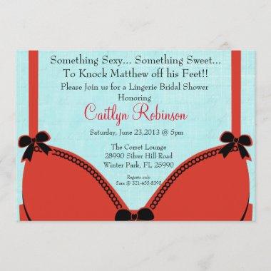 Cute Bra Lingerie Bridal Shower Invitations