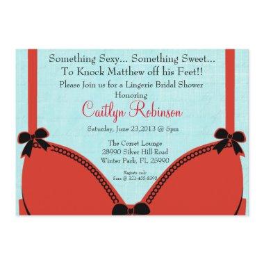 Cute Bra Lingerie Bridal Shower Invitations