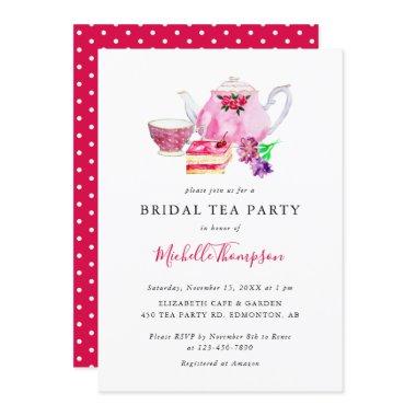 Cute  Tea Party Pink Teapot Script In