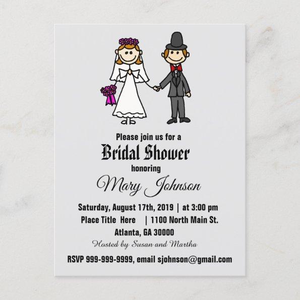 Cute Bride and Groom Stick Figures Invitation PostInvitations