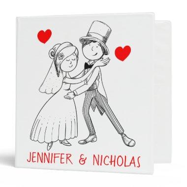 Cute Bride Groom Red Wedding Planner Photo Album 3 Ring Binder