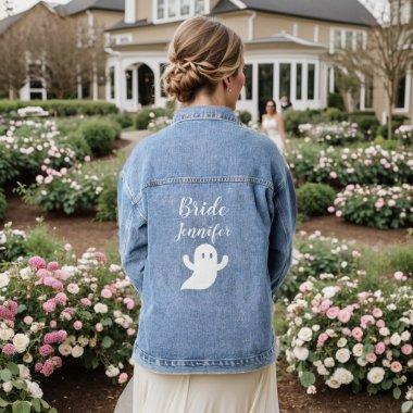 Cute Bride Halloween Ghost Wedding Bachelorette Denim Jacket