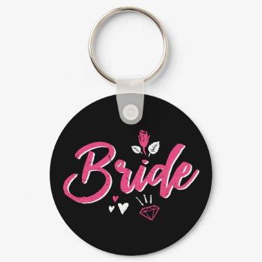Cute Bride To Be Pink Calligraphy Script Font Keychain