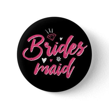 Cute Bridesmaid Pink Calligraphy Script Font Button