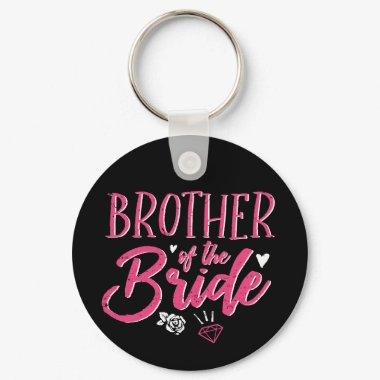 Cute Brother of The Bride Pink Calligraphy Script Keychain