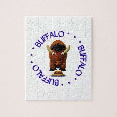 Cute Buffalo with Beef on Weck and Buffalo Wings Jigsaw Puzzle
