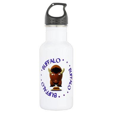 Cute Buffalo with Beef on Weck and Buffalo Wings Stainless Steel Water Bottle