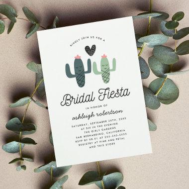 Cute Cactus Fiesta Modern Bridal Shower Invitations
