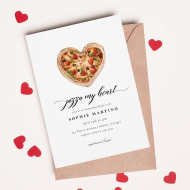 Cute Casual Pizza My Heart Italian Bridal Shower Invitations