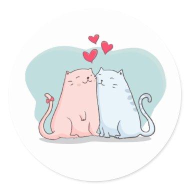 Cute Cat Lovers - Wedding Bridal Shower Kitten Mom Classic Round Sticker