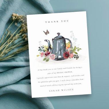 Cute Cheerful Roses Floral Teapot  Thank You