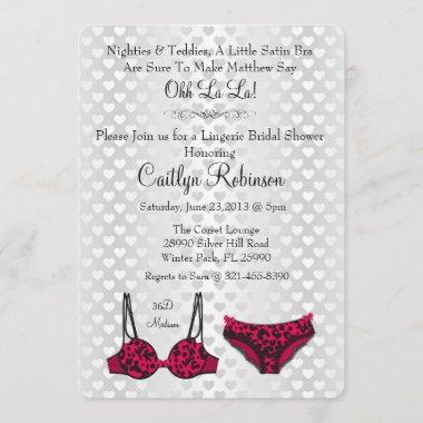 Cute Chic Lingerie Bra Bridal Shower Invitations
