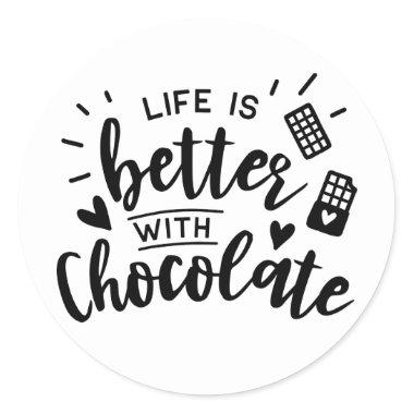 Cute Chocolate Addict Love Chocolate Party Wedding Classic Round Sticker