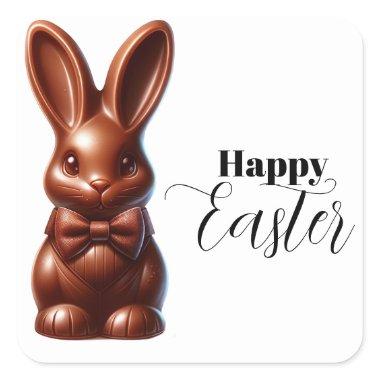 Cute Chocolate Bow Tie Easter Bunny Candy Square Sticker