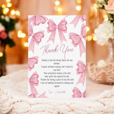 Cute Christmas Coquette Pink Bow  Thank You
