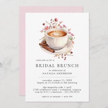 Cute Coffee | Pink Floral Bridal Shower Brunch Invitations