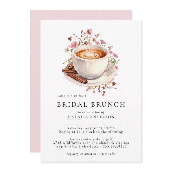 Cute Coffee | Pink Floral Bridal Shower Brunch Invitations