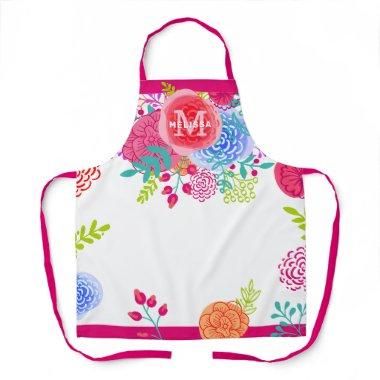 Cute Colorful Floral Watercolor Apron