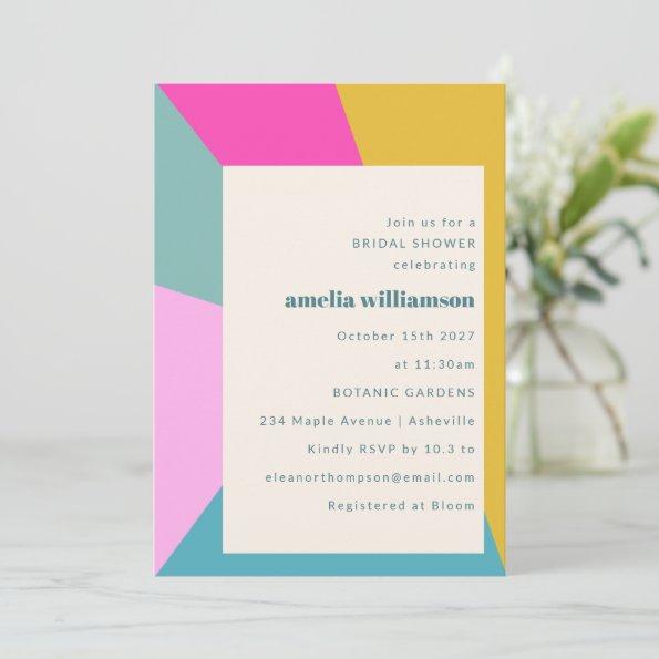 Cute Colorful Mod Geometric Unique Bridal Shower Invitations