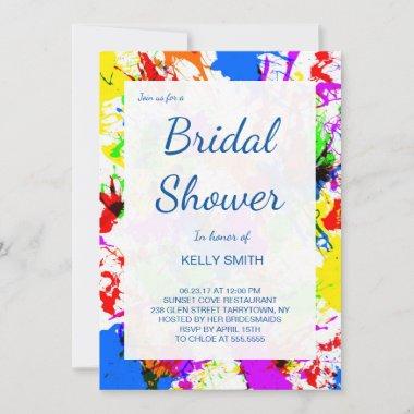 Cute colorful splatter paint design bridal shower Invitations