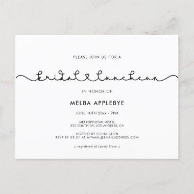 Cute connecting heart font Bridal luncheon PostInvitations